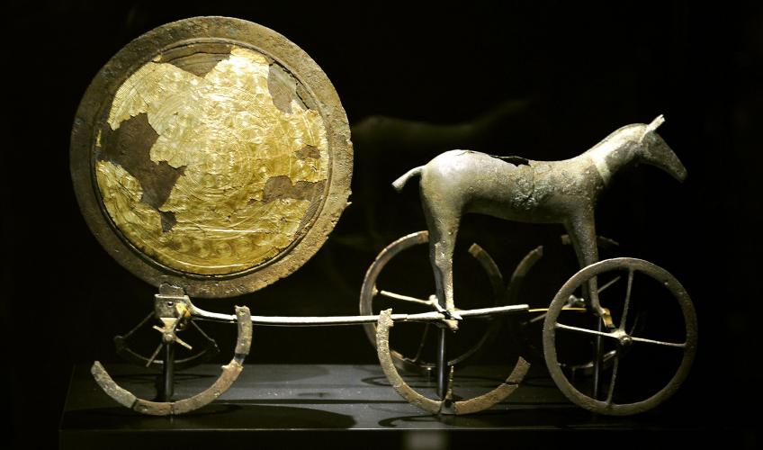 Solvognen. Udstilling på Nationalmuseet om Danmarks oldtid. Bo Svarre / Ritzau Scanpix