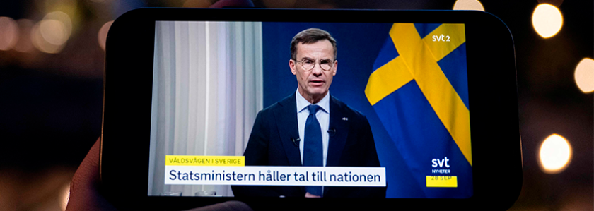 Den svenske statsminister holder tale
