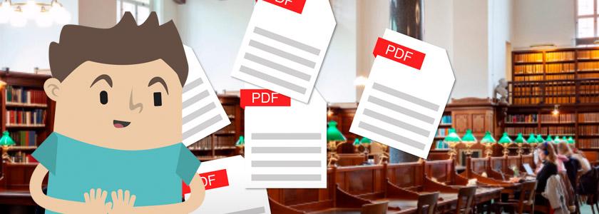 Mand på læsesal og PDF-filer